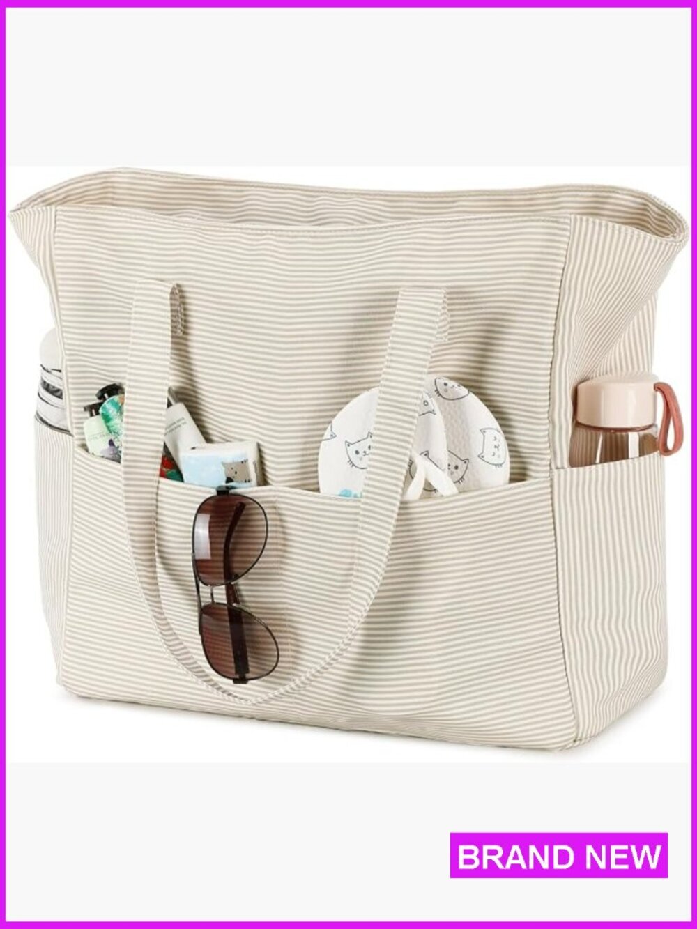 Waterproof Beach Tote Pool Bag Extra Large Carry On Weekender Travel Striped